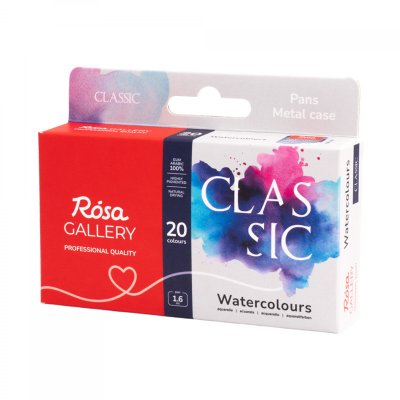 ROSA GALLERY farby akwarelowe w kost. CLASSIC w turkusowej, metalowej kasetce