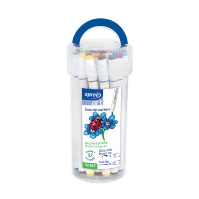 Flamastry dwustronne SPREE TWIN TIP zestawy