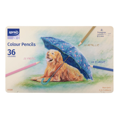 Kredki 36 kol. opakowanie metalowe SPREE