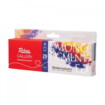 ROSA GALLERY farby akwarelowe w kostkach MONOPIGMENTED w metalowej kasetce
