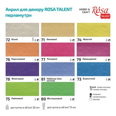 ROSA TALENT farby akrylowe perłowe 20 ml