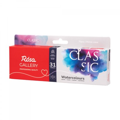 ROSA GALLERY farby akwarelowe w kost. CLASSIC w turkusowej, metalowej kasetce