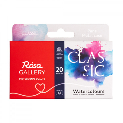 ROSA GALLERY farby akwarelowe w kost. CLASSIC w turkusowej, metalowej kasetce
